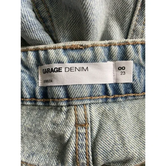 Garage Womens Bermuda Jean Shorts Size 00 Blue Denim Cut-off Jorts Skater Grunge - Picture 7 of 16